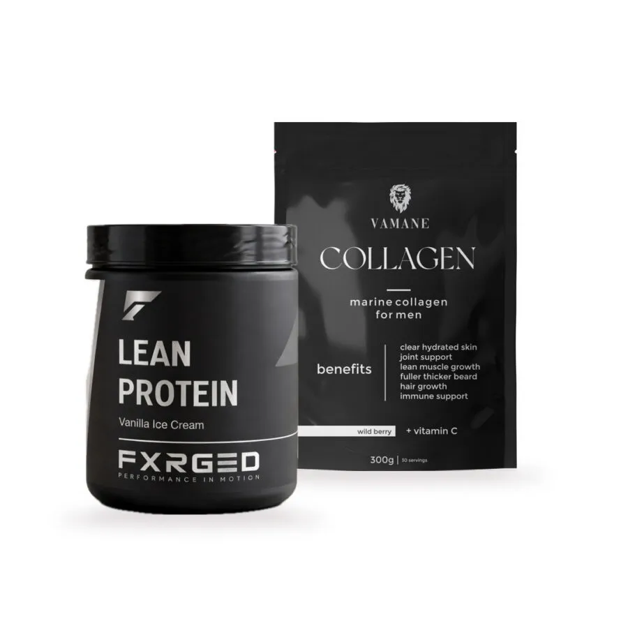 His Essentials: FXRGED Lean Protein 450g and Vamane Collagen for men