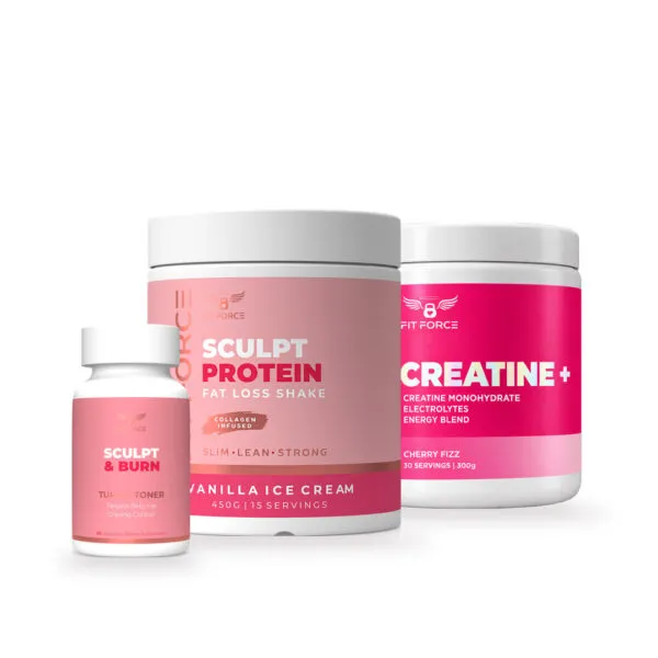 Fitforce Sculpt & Strength Stack: Sculpt Protein 450g, Sculpt & Burn Tummy Toner and Creatine+